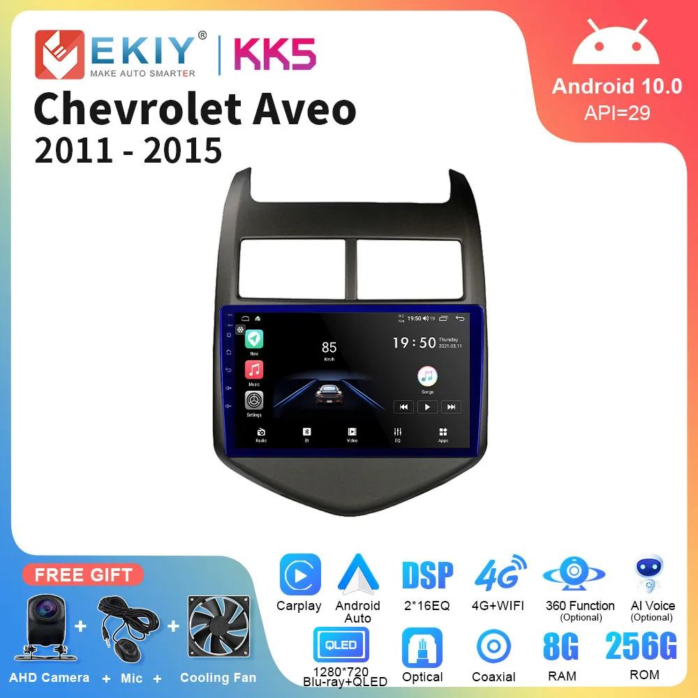 

EKIY KK5 For Chevrolet Aveo 2 Sonic T300 2011-2015 Car Radio Multimedia Video Player QLED 2 Din Android Auto GPS Carplay Stereo