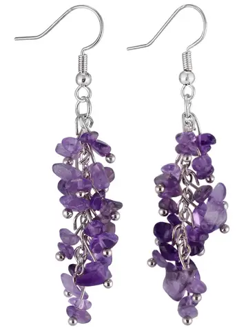 7 Chakra Stone Amethyst Rose Quartz  Dangle Earring Healing Reiki Gravel Minerals Drop Earring Women Jewelry Sweet Girls Gift