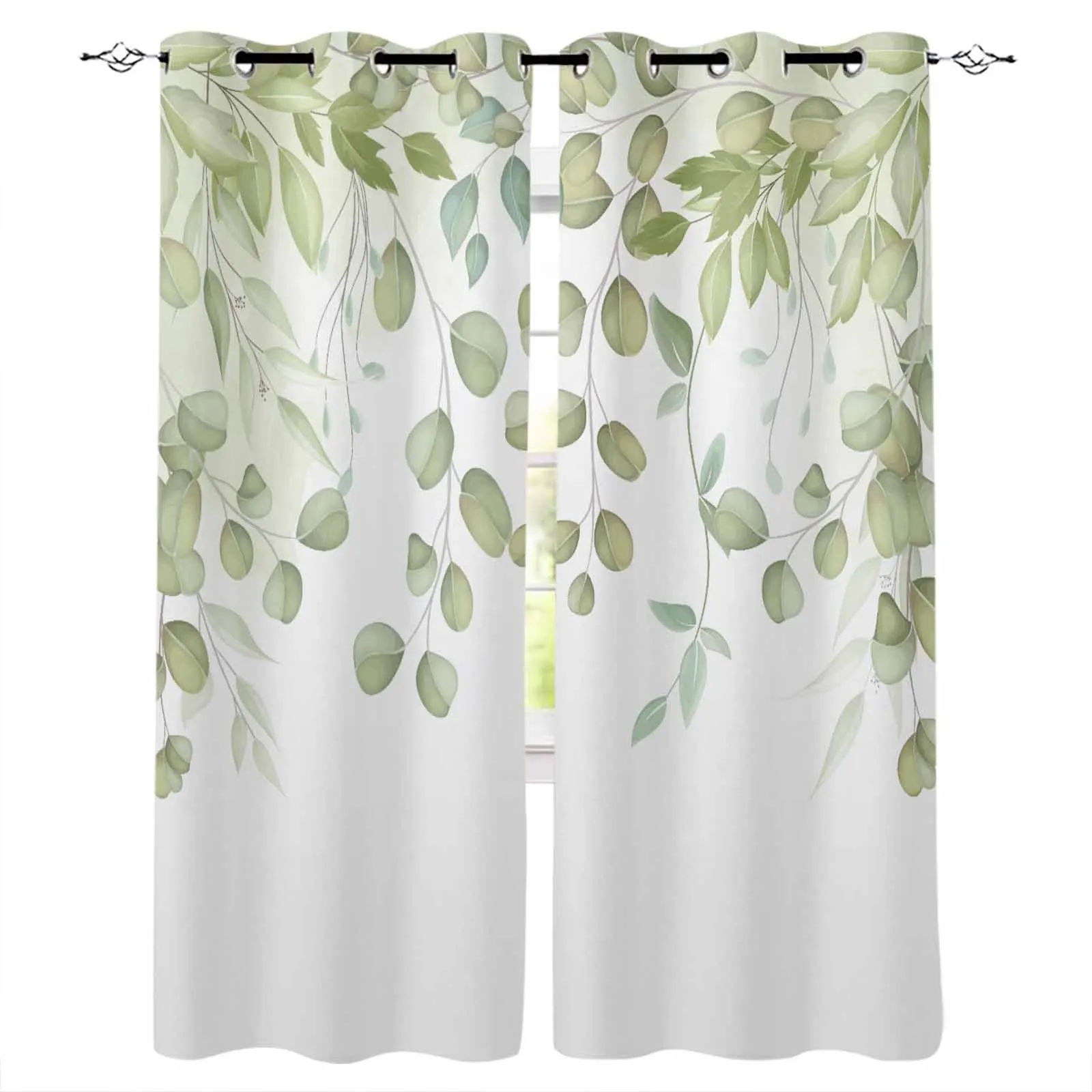 

Countryside Plant Flowers Watercolors Window Curtain Living Room Kitchen Curtain Panel Blackout Curtains For Bedroom