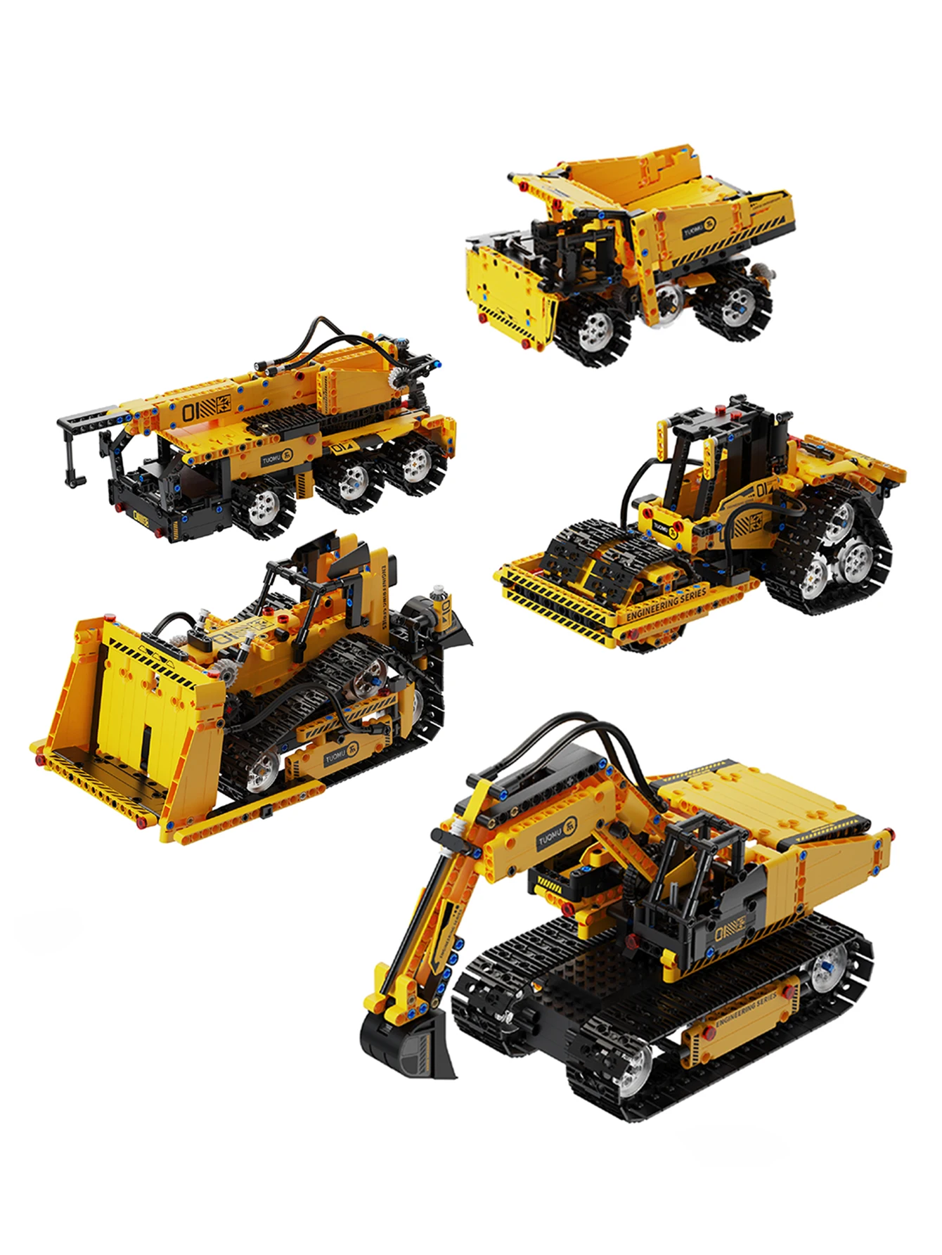 Programming engineering vehicle building block toy, transformable, 535PCS, can be remotely controlled through mobile APP