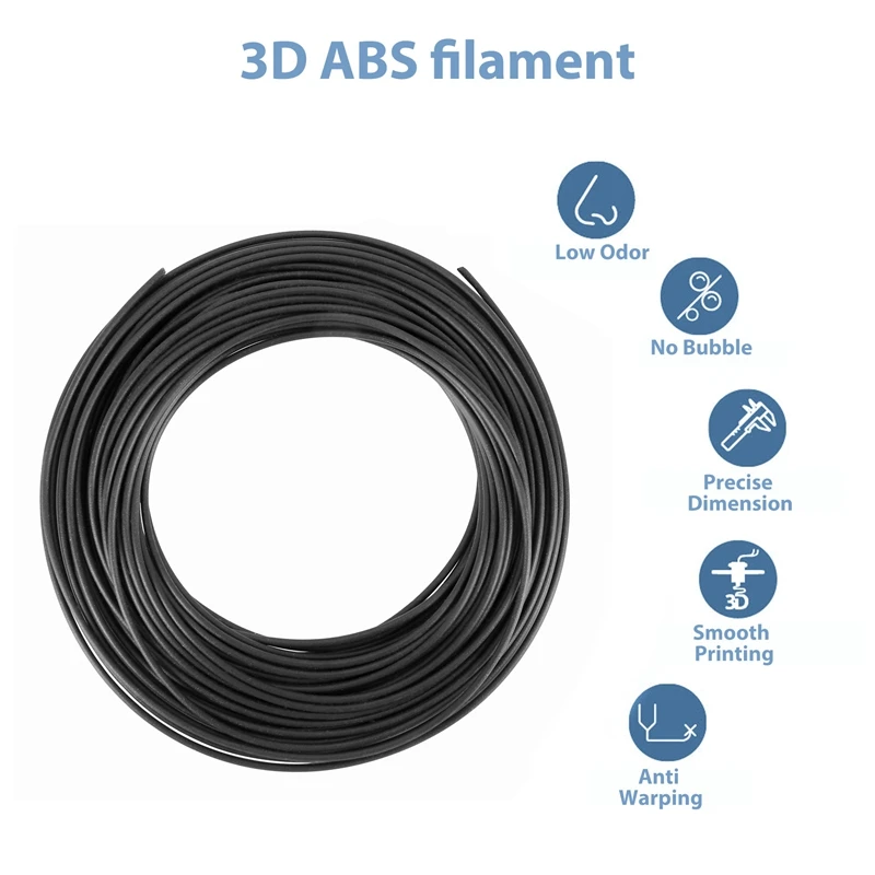 10M ABS 3D 1.75mm Printer Filament for 3D Scribble Pen Printers - Black