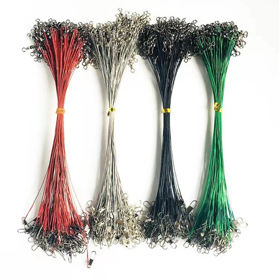 20 stücke Edelstahl Draht Führer Angeln Leine Mit Wirbel Anti-biss Linie Leadcore Leine Für Hecht Angeln – Detail 1
