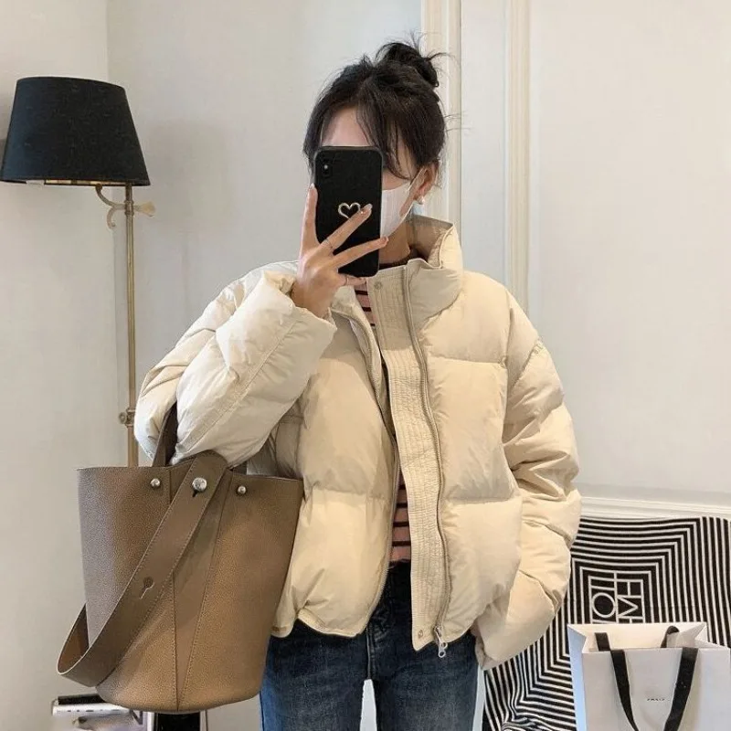 Puff Style Cotton Clothes Women's 2025 Winter New Stand-up Collar Short Small Man Bread Jacket Down Cotton Jacket
