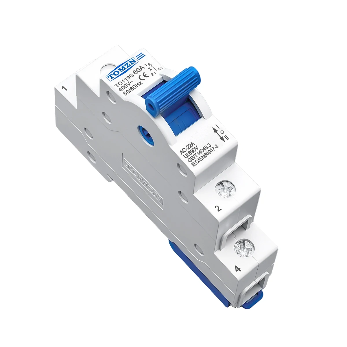 TOMZN TO119G 1P 220V~ AC 80A MTS Dual Power Manual Transfer Isolating Interlock Circuit Breaker Disconnectable Changeover Switch