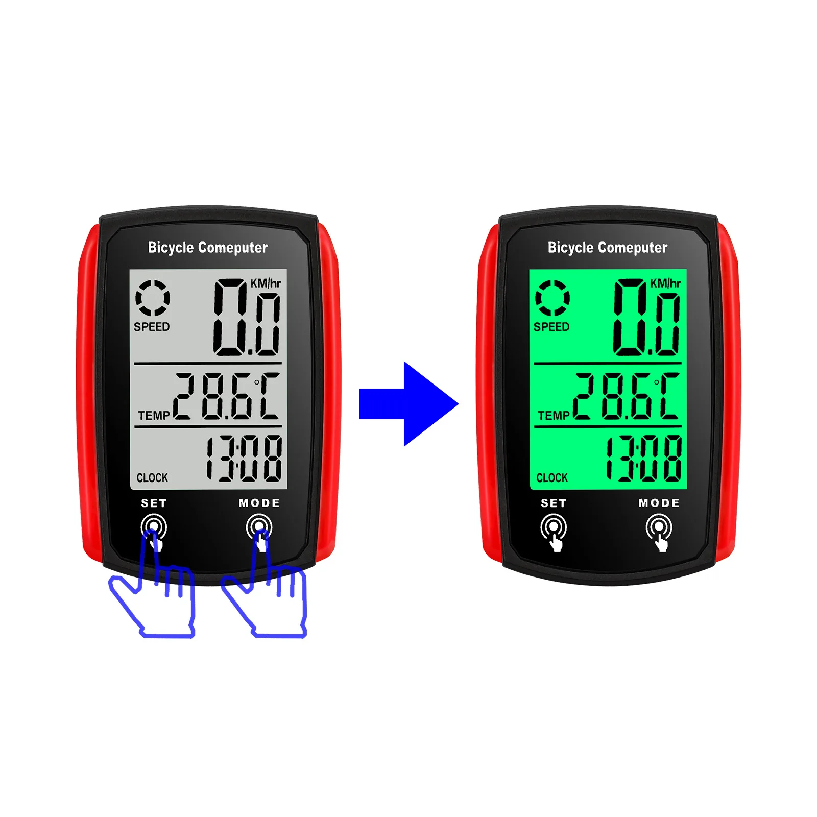 Fiets Fiets Lcd Computer Bedrade Fietsen Snelheid Kilometerteller Engels Waterdichte Fiets Accessoires Backlit Voor Dag/Nacht Fietsen