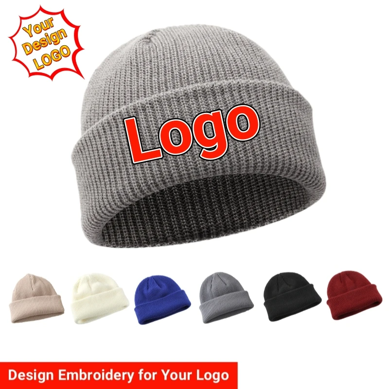 Custom Logo Beanie, Design Your Own Text Beanies Winter Warm Hats for Men Woman Skull Balaclava DIY Stitching Elastic Knit Cap