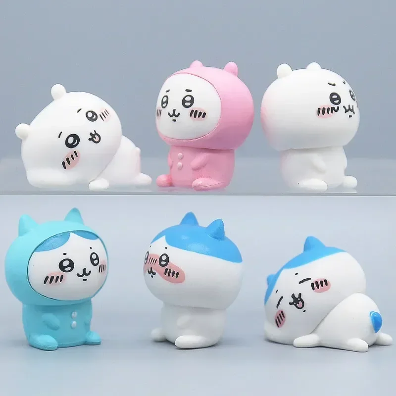 

6pcs Chiikawa Doll Model Self-deprecating Bear Hachiware Usagi Decorative Ornaments Collection Children Birthday Gift Toys