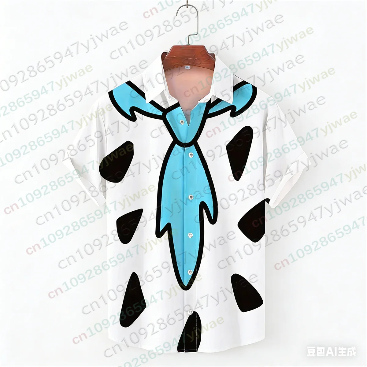 The Flintstones Krawatte Geometrisches Grafik-Shirt Modische Hawaiihemden Knopf-Top Sommer Streetwear Mode Damenkleidung T-Shirt – Detail 9