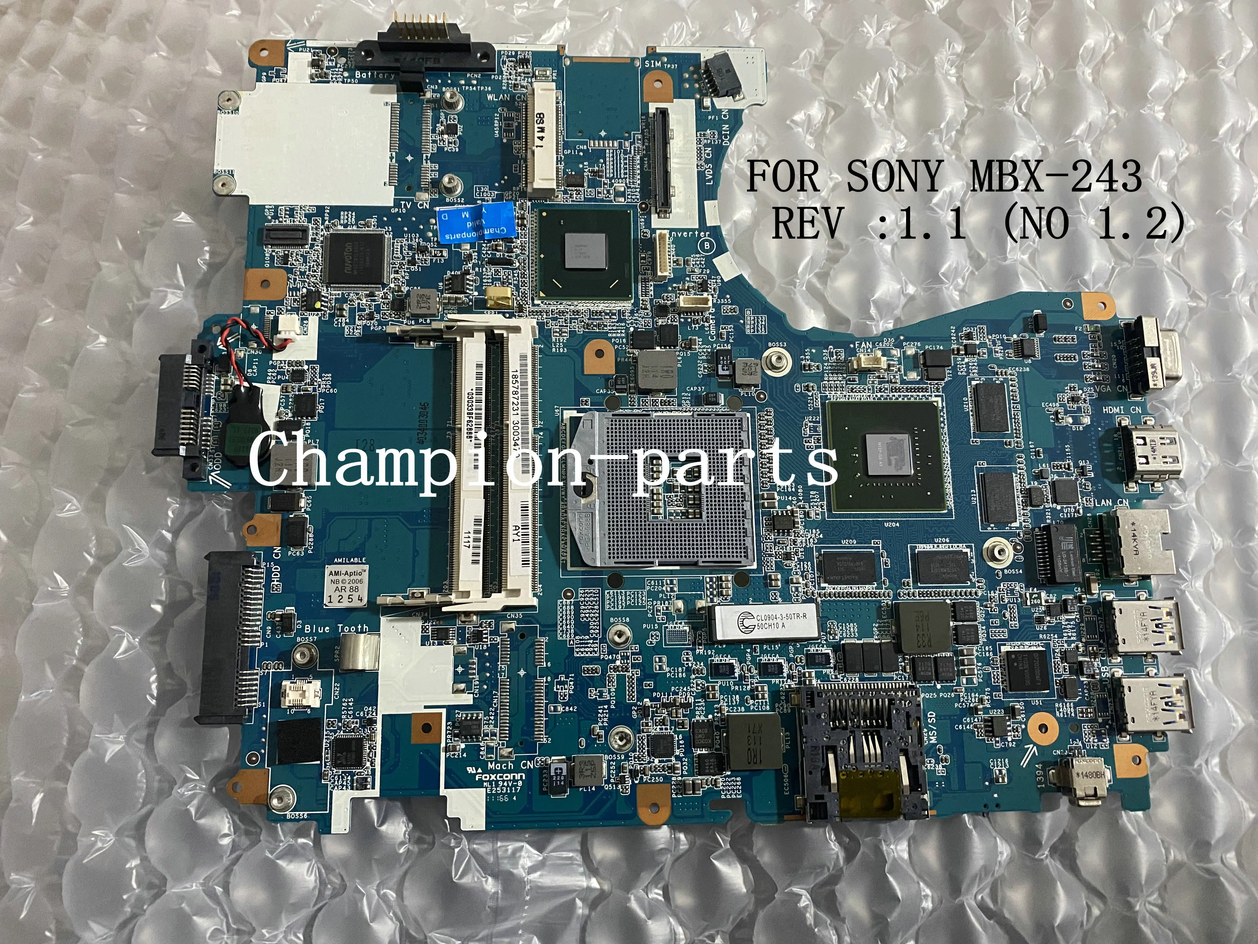 

FAST SHIPPING STOCK Rev :1.1 V081_MP_MB MBX-243 LAPTOP MOTHERBOARD FOR SONY VPCF23 MAINBOARD .(NO FIT REV: 1.2)