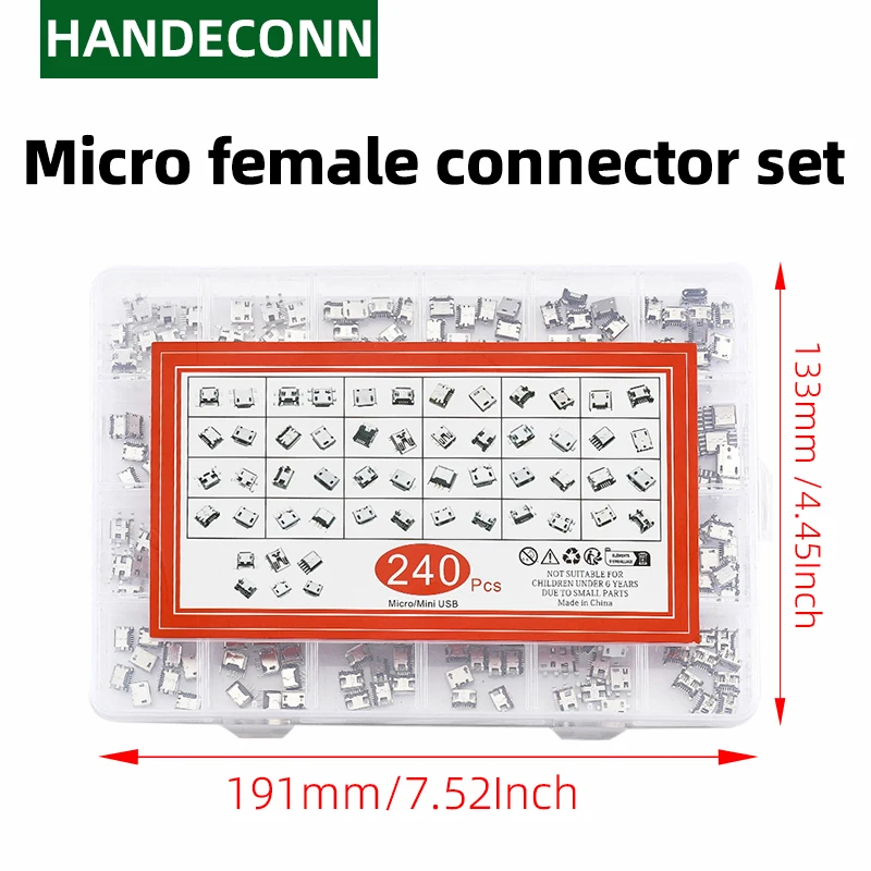 

240 шт./компл., 24 типа, гнездовой разъем micro USB, аксессуары для зарядки телефона Android, разъем, розетка, интерфейс