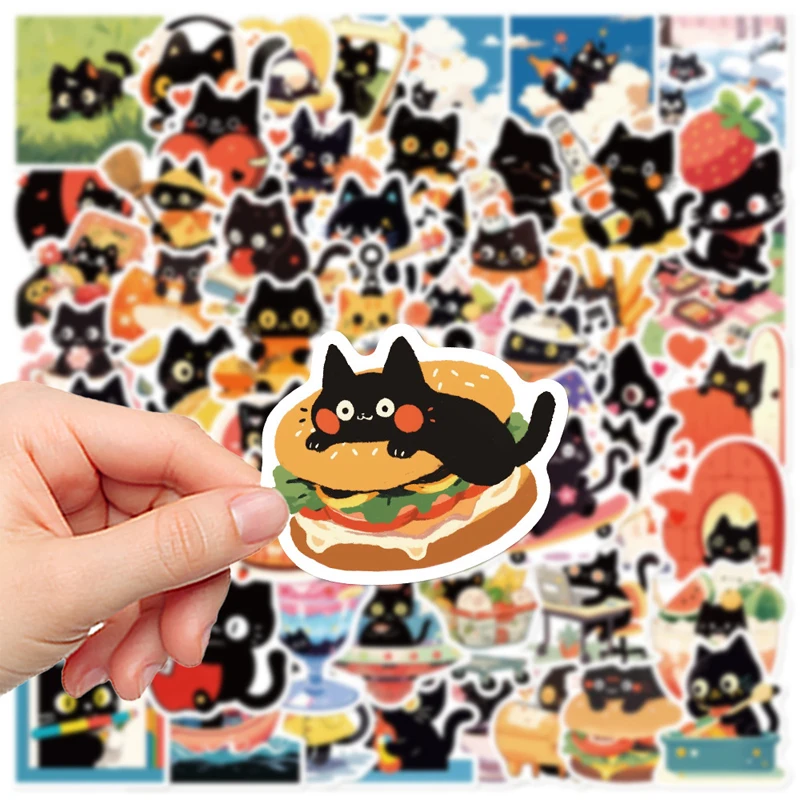 60PCS Cartoon Cat Note Stickers DIY Graffiti Decoration Laptop Luggage Phone Skateboard Waterproof Sticker Children Toys Gift
