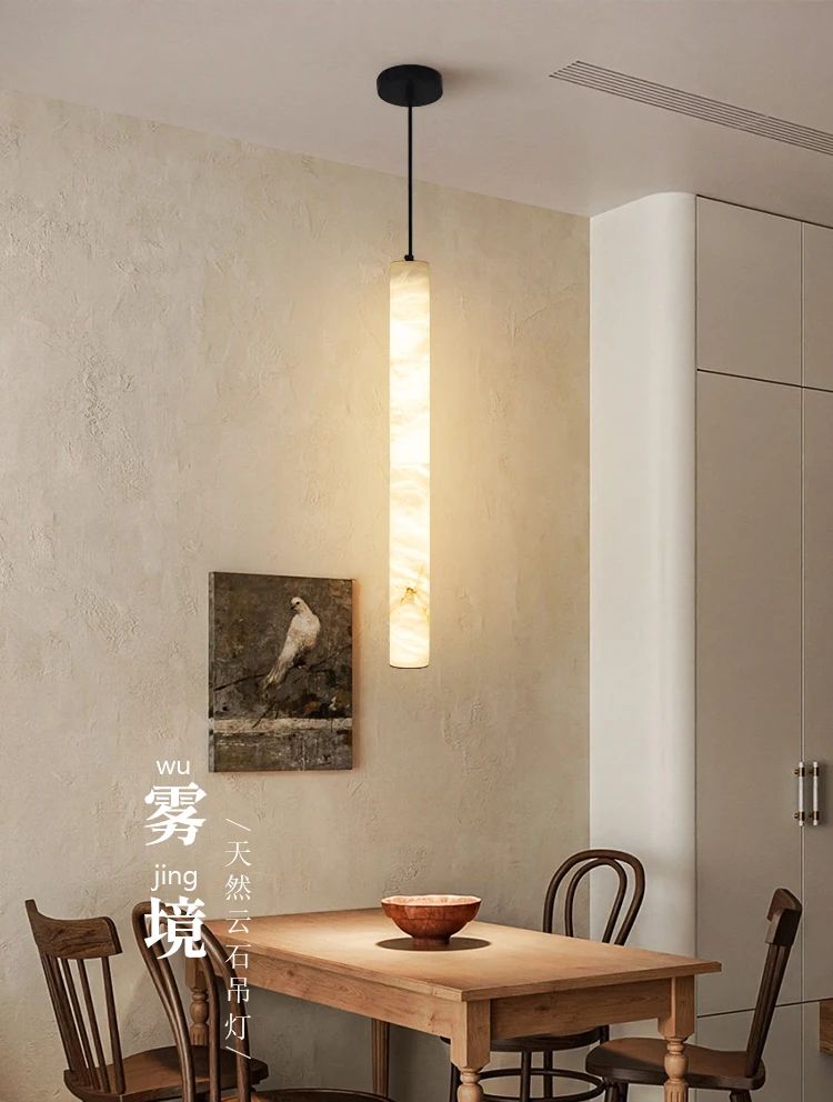 

All-copper marble chandelier simple new Chinese style living room background wall dining room bar designer bedroom bedside small