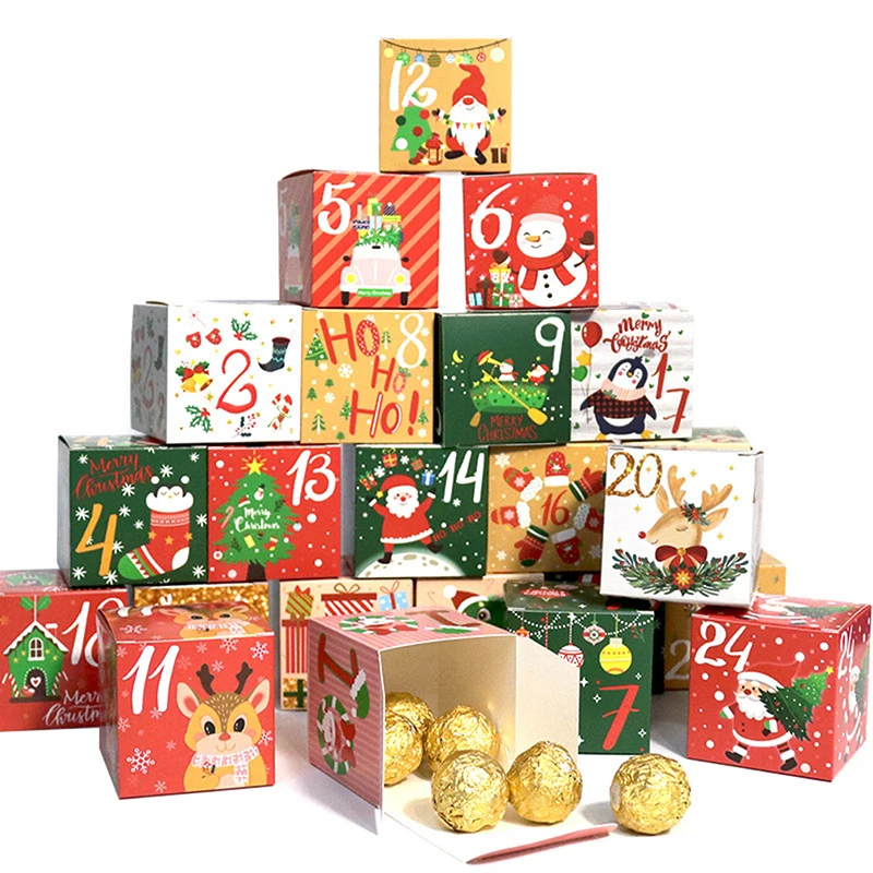 Christmas Advent Calendar Boxes 24 Days DIY Advent Calendar Boxes Paper Advent Countdown Gift Boxes for Kids and Family