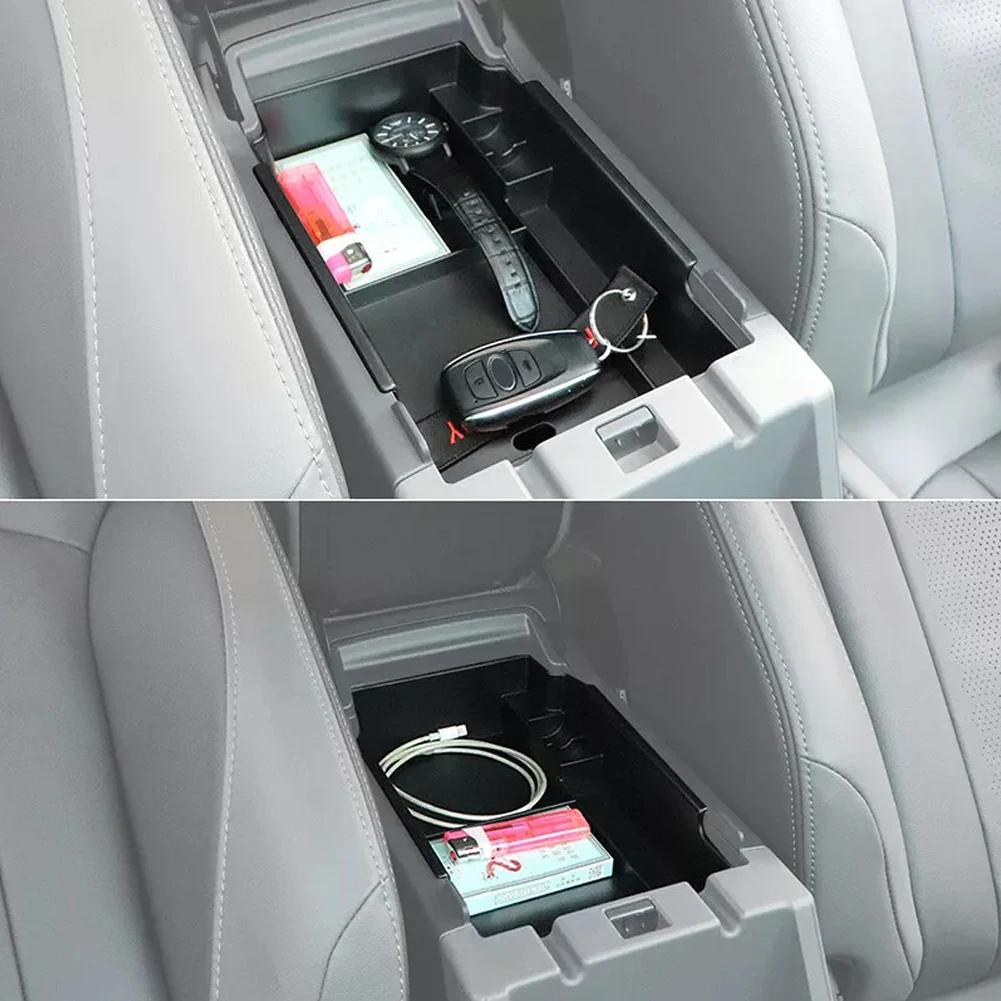 صندوق تخزين مسند الذراع في مركز السيارة صينية تنظيم مناسبة لسوبارو Crosstrek 2023-2024 أسود ABS