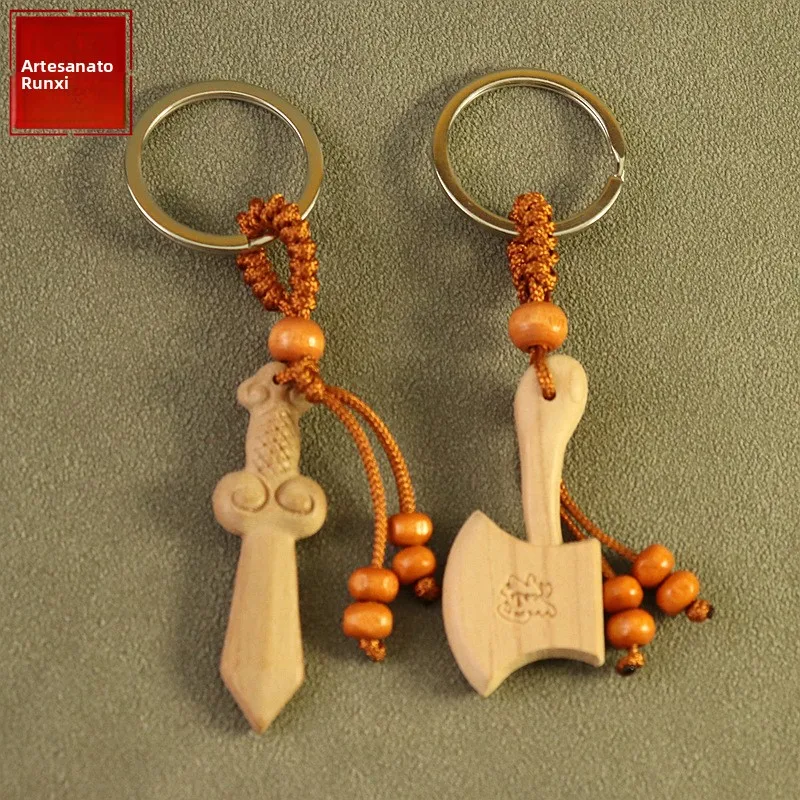no-varnish-wooden-keychain-car-key-ring-pendant-baby-carry-peach-wood-sword-keychain-chinese-style-creative-gift-festival-sup