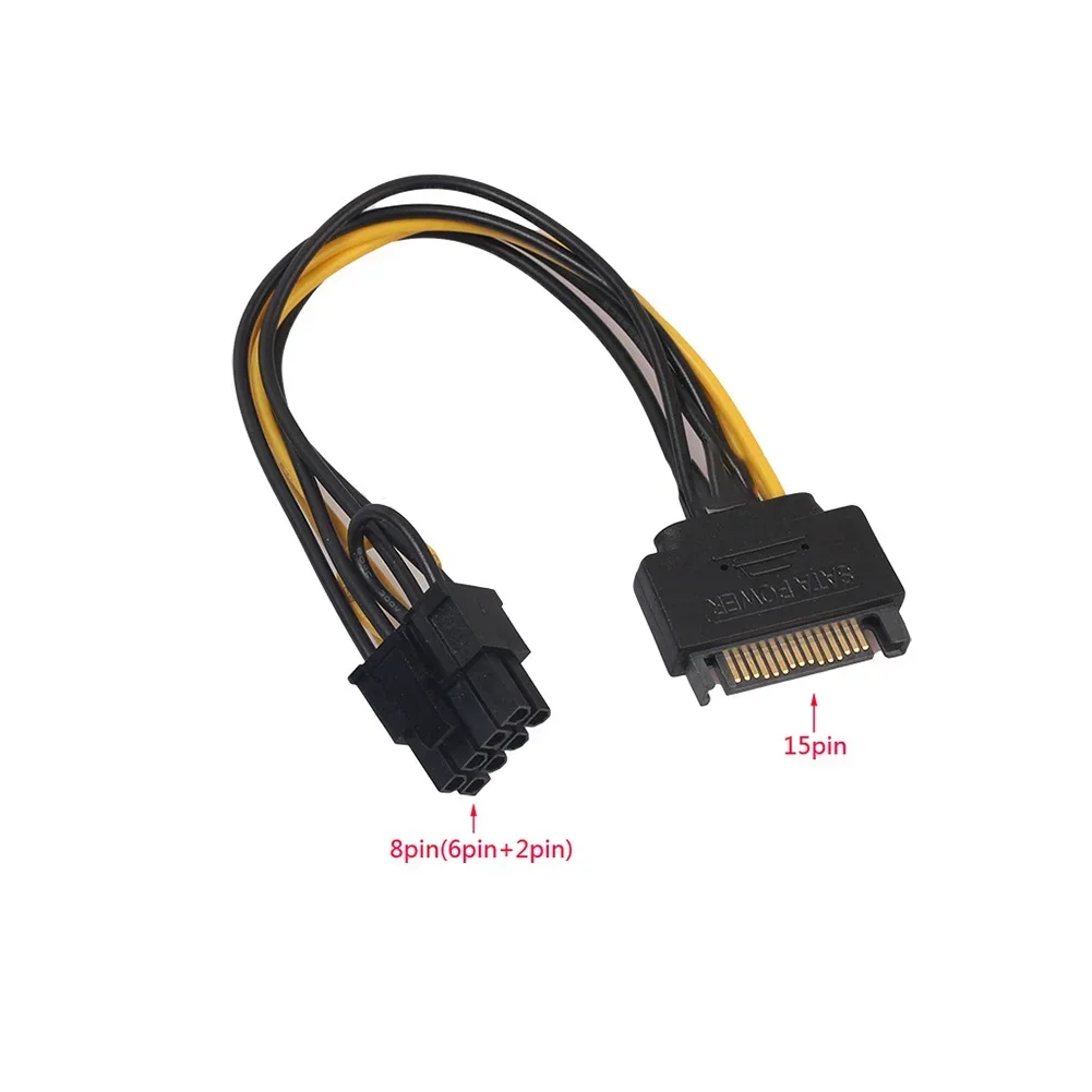 SATA 15pin To 8pin Cable Tools 8 Pin GPU 8pin(6+2) Power Adapter 15 Pin Male 15pin Video Graphic Card