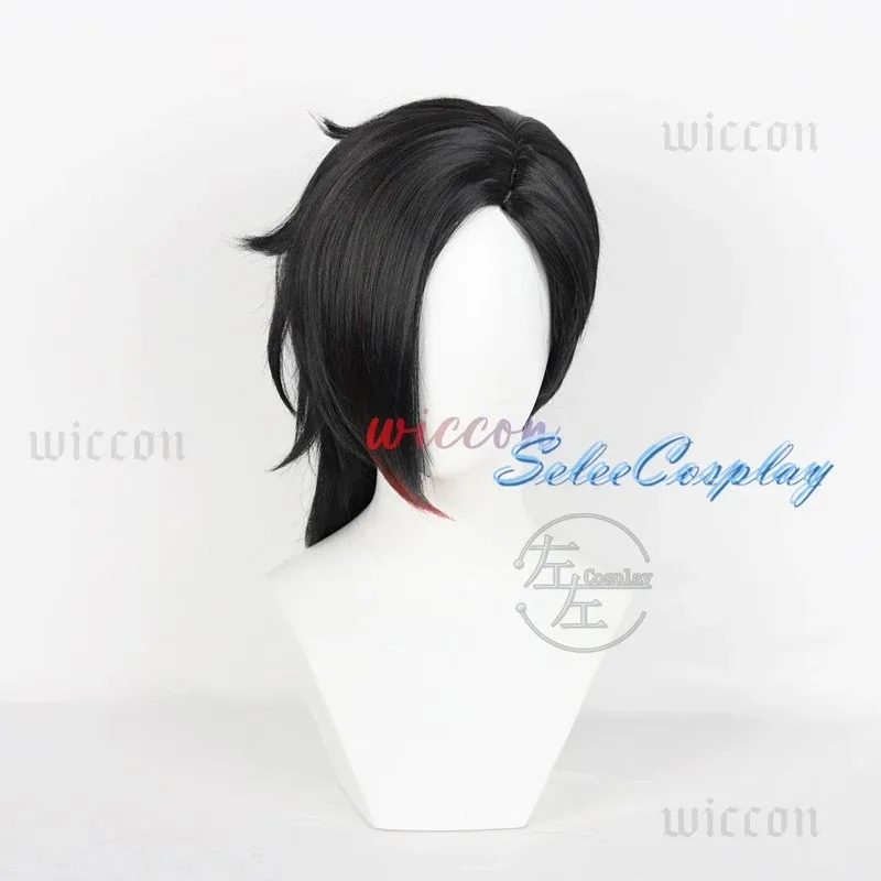 Juego LOL Arcane Vi Cosplay peluca VI 30cm Rosa profunda negro corto pelo sintético resistente al calor pelucas de juego de rol de Anime + gorro de peluca