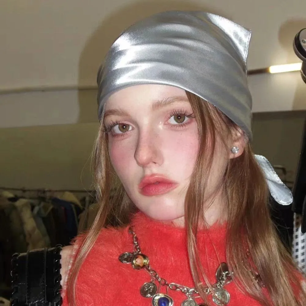 

Retro Hip Hop Leopard Print Hair Scarf Soft All-match Y2k Print Turban Headband Neckchief Punk Bandana Music Festival
