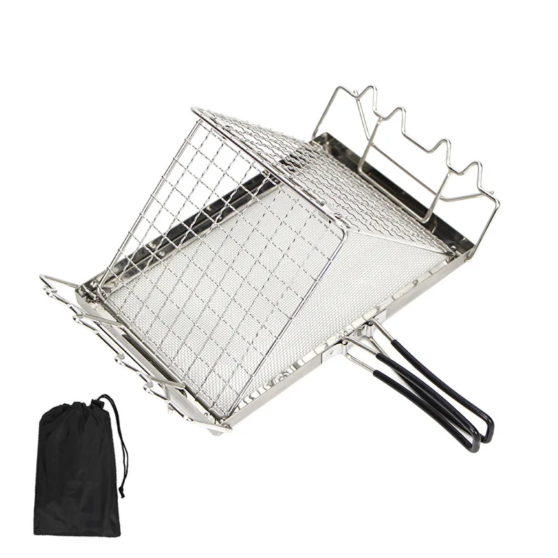 

Outdoor Camping Stainless Steel Toast Rack Toast Baker Rice Cake Grill Folding Portable Japanese Barbecue Net Rack New