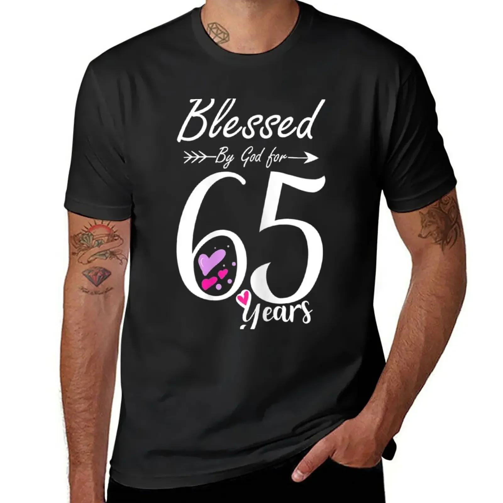 

Womens 65th Birthday Tee Gift and Blessed for 65 Years Birthday T-Shirt kawaii clothes blanks tees oversized t shirt men