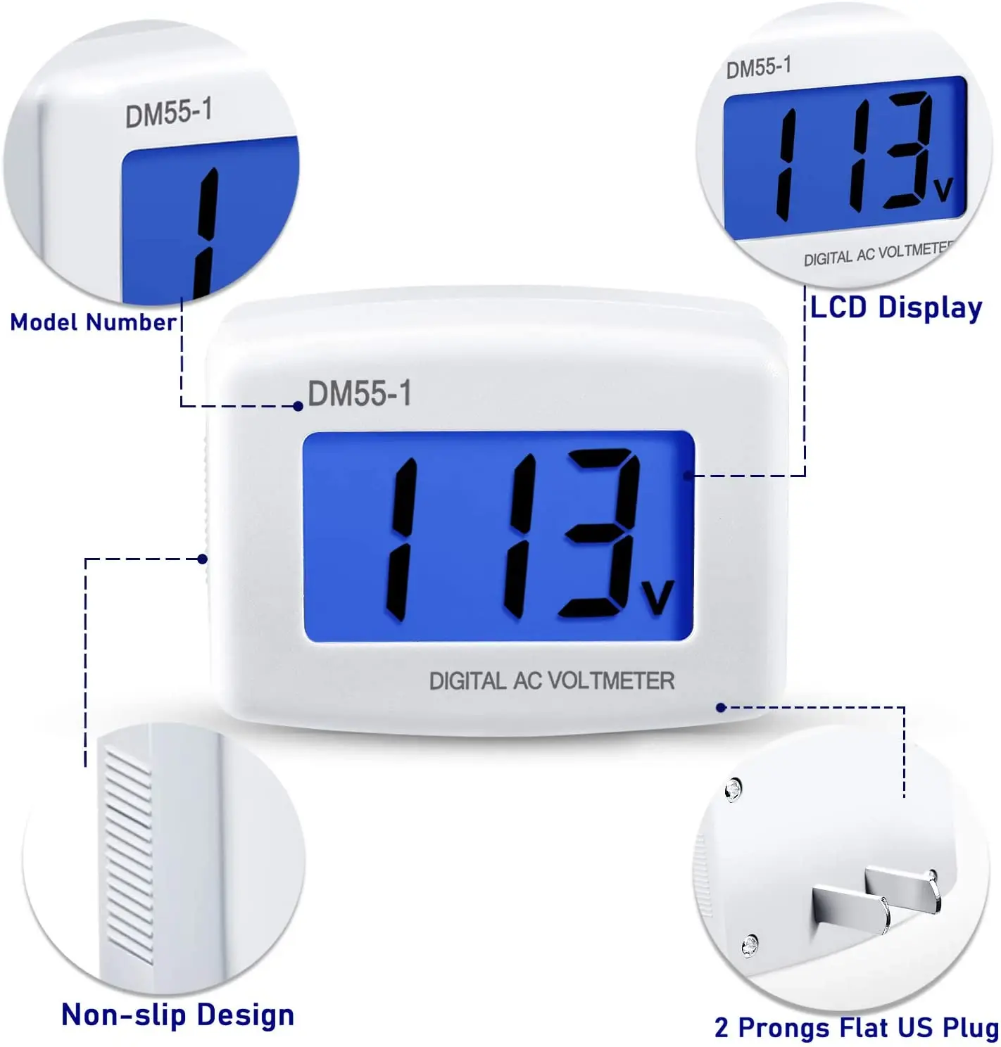 AC 110V 220V Digital Voltmeter EU US Plug Volt Meter Socket Voltage Tester LCD Display Voltage Meter Wall Flat Voltage Meter