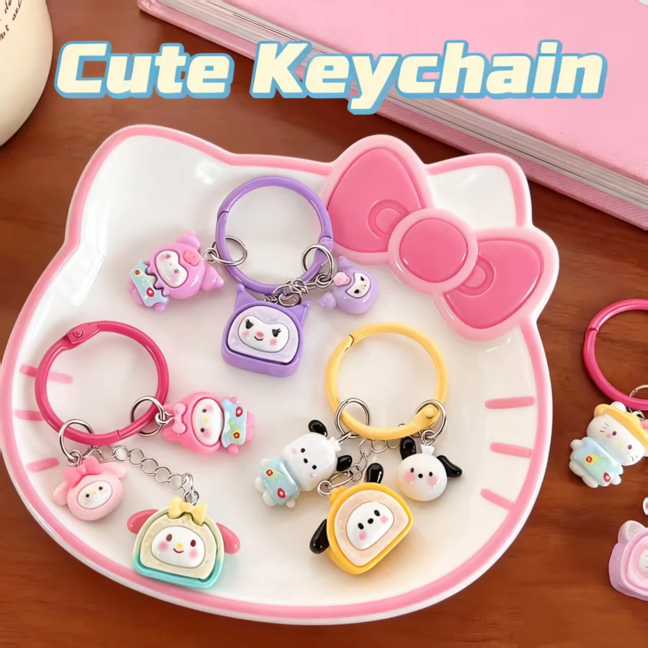 

Hello Kitty Kawaii Keychain, Classic Pink-White Palette, Lightweight & Compact, Great for Backpacks, Car Keys & Gifts