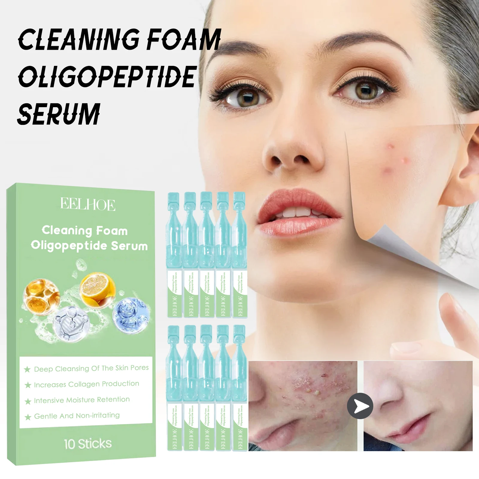 

EELHOE Oligopeptide Очищающая пенка-эссенция смягчает роговой осветляет кожу, очищающая поры, удаляет черные точки