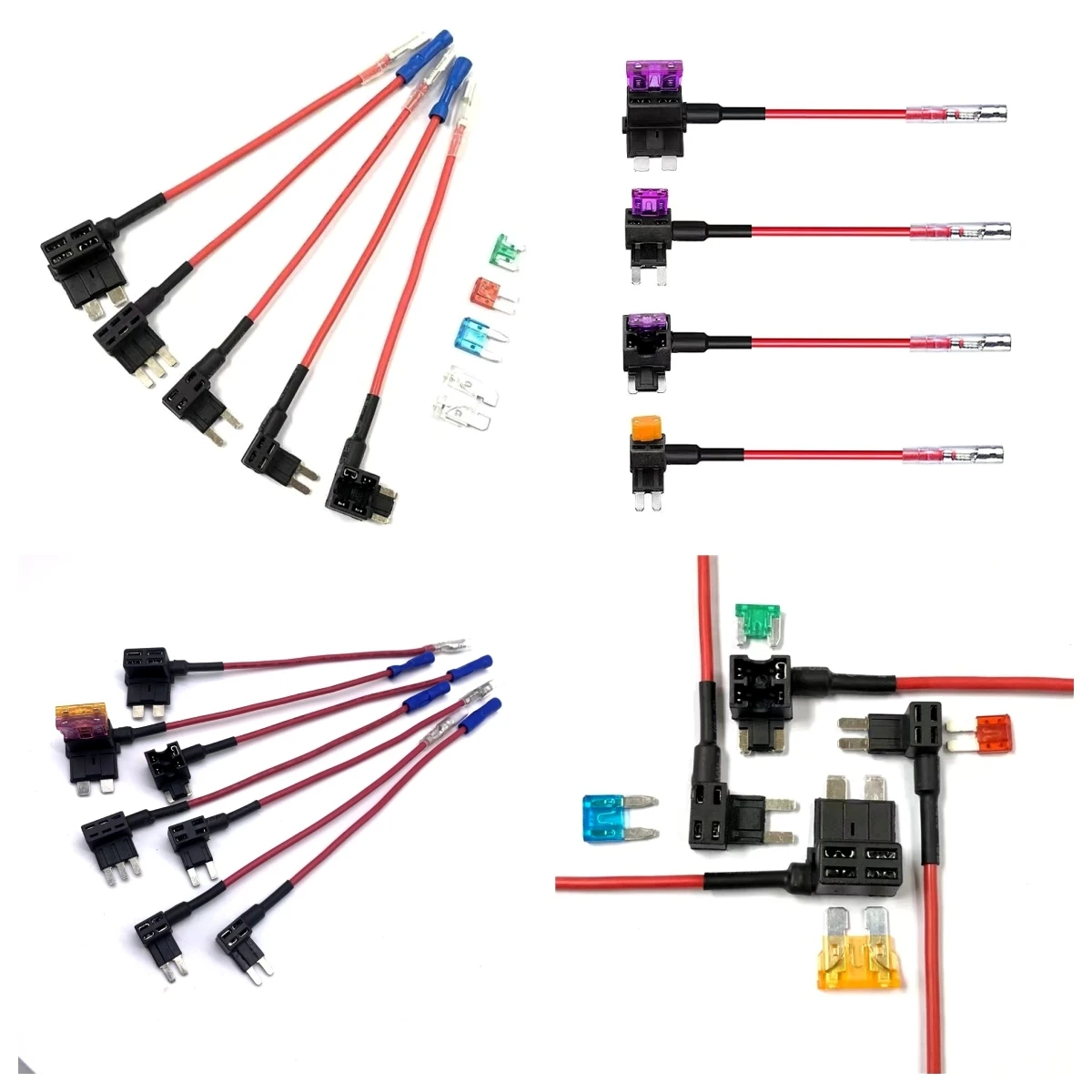 12V MINI SMALL MEDIUM Size Car Fuse Holder Add-a-circuit TAP Adapter with 10A Micro Mini Standard ATM Blade Fuse