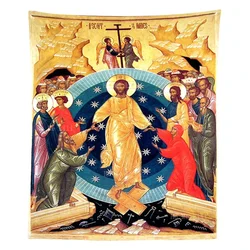 Easter Christ Resurrection Icon Orthodox Crucifixion Of Jesus Religious Descent Into Hell Tapestry For Home Decor