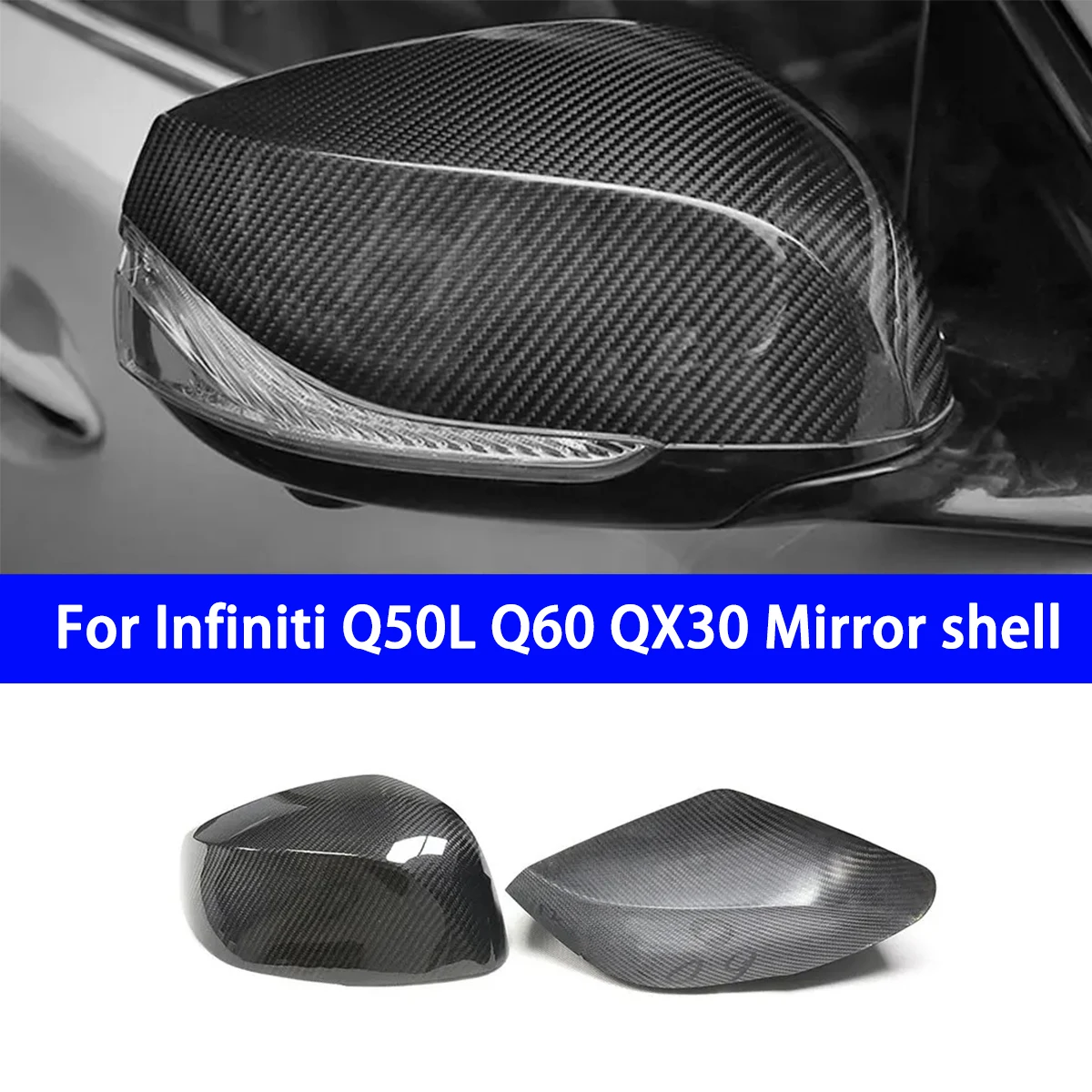 

For Infiniti Carbon Fiber New QX50 QX60 Modified Carbon Fiber Rearview Mirror Housing Cover Caps Patch