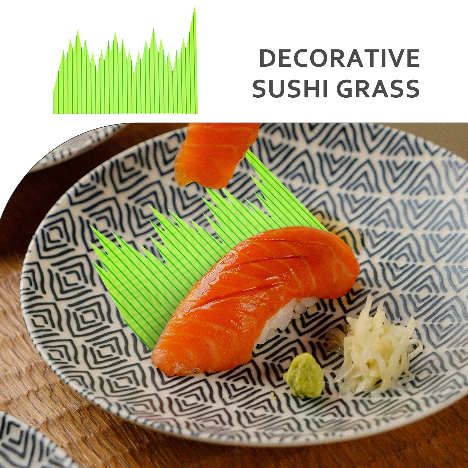 

1000Pcs Sushi Grass Divider Decor Realistic Resin Japanese Food Decoration Sashimi Plate Ornament Sushi Grass Japanese Food Mat