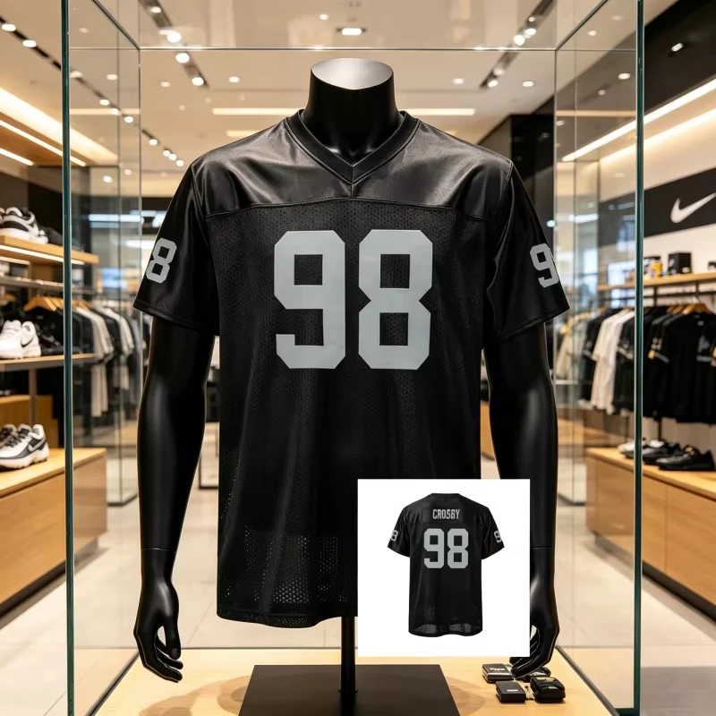 2026 New 98 Black Gray 3D Printed American Football Training Shirt, Quick Drying Sports Casual Top, Men's Parent-child Outfit