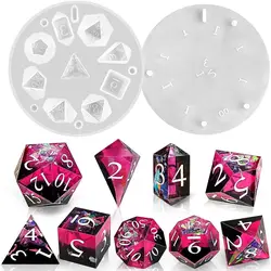 Upgraded 9 Piece Sharp Edge Polyhedral Dice Mold, 7 DND Dice Set Mold & Pendant Crystal D4 Mold