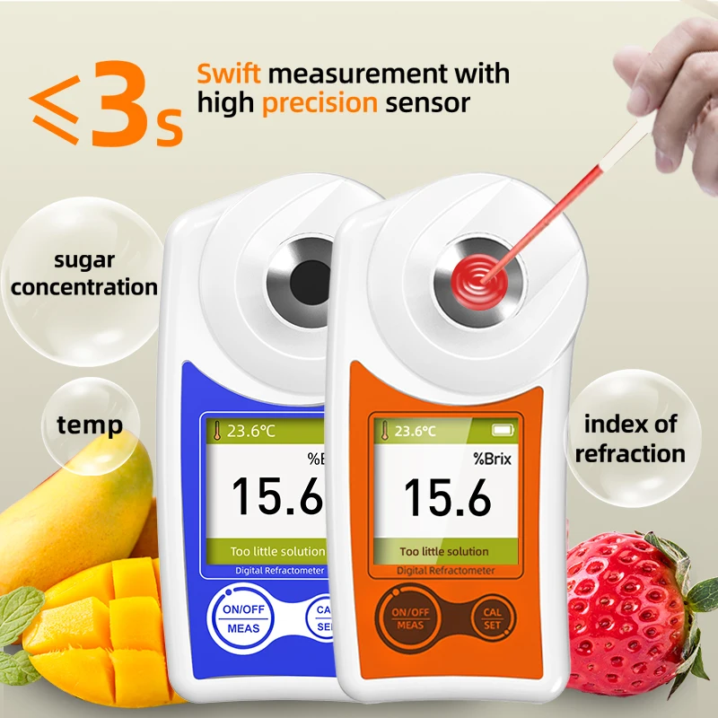 Nohawk Digital Refractometer Rechargeable Brix Meter ±0.2% Precision Fruit Beer Beverage Sugar Measuring Instrument