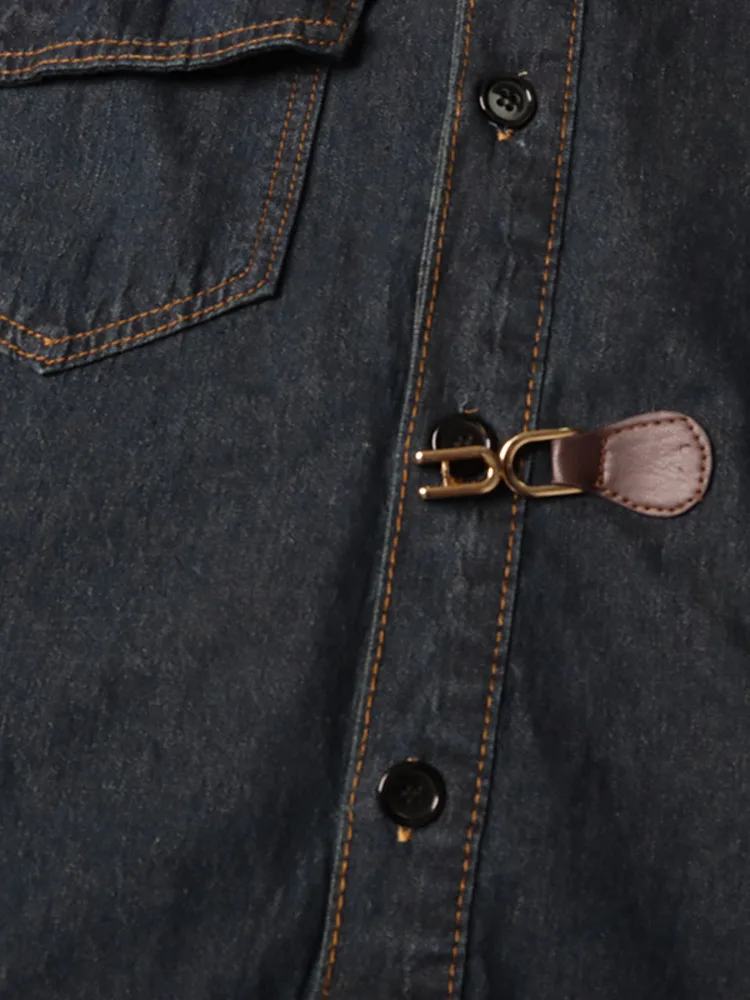 ZMEENNA Denim vintage da donna asimmetrico abbottonato Jean unico cintura con fibbia in metallo maniche lunghe giacca ampia blu ZM582