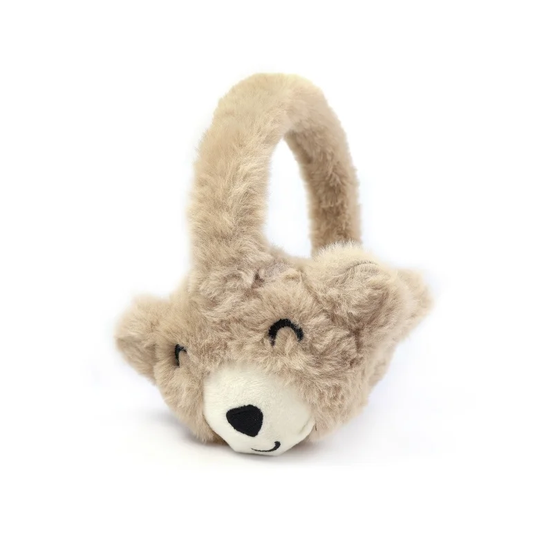 Kids Bear Fuzzy Earmuffs Plush Winter Ear Warmers Cute Cartoon Bear Ear Muffs for Girls Boys Cold Weather Outdoor
