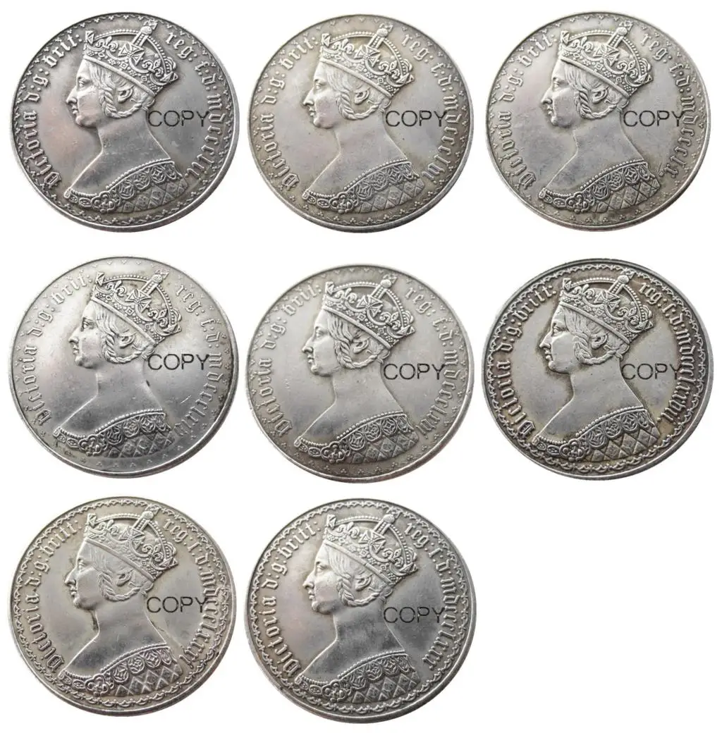 

GREAT BRITAIN Victoria (1852-1881) 8PCS Dates For Chose 1 Florin Silver Plated Copy Coin