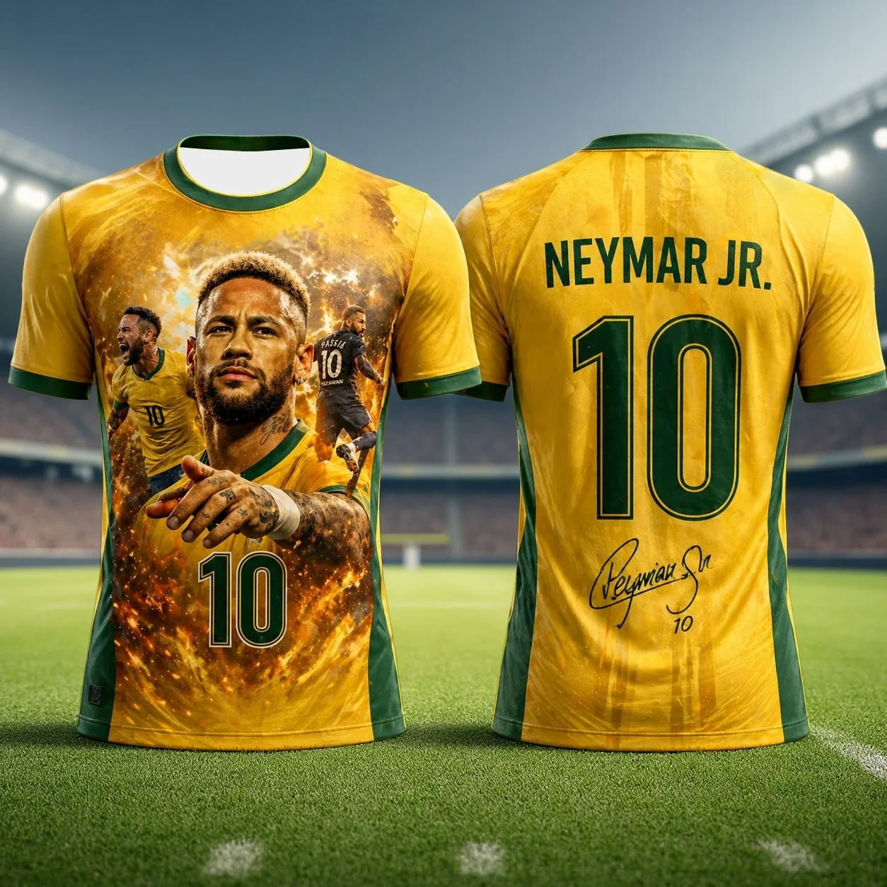 Nouveau Maillot de Foot Neymar Tendance Été 2026 Imprimé 3D Respirant pour Fans, Entraînement de Football en Extérieur et Usage Quotidien