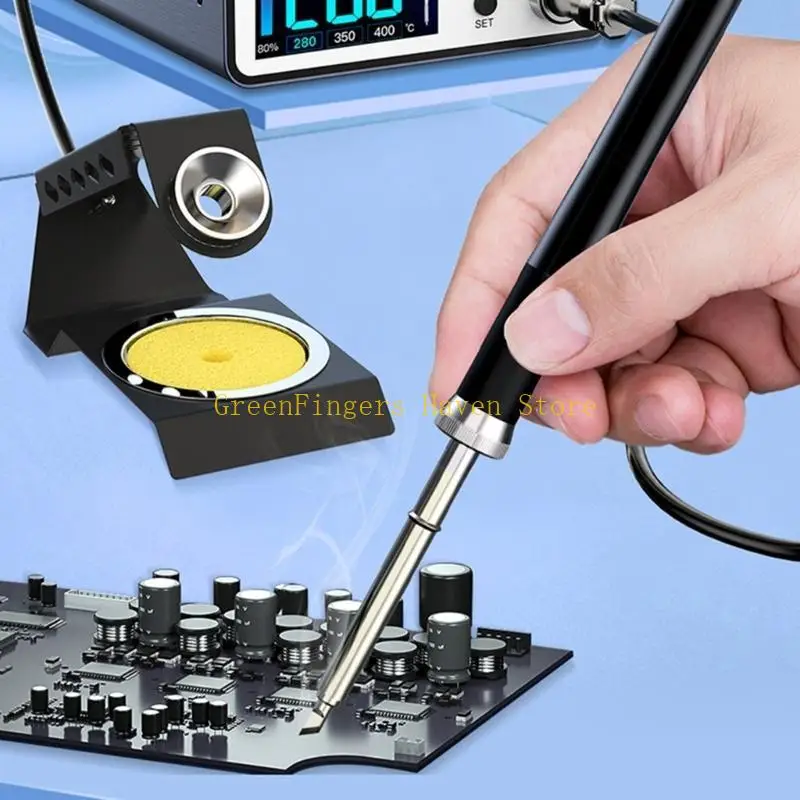 F68D Soldering Iron Holder Solder Iron Stand Black Base Soldering Tip Cleaner Soldering Iron Station Stand for T3A Soldering