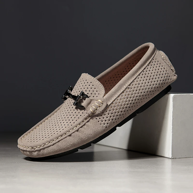

2022 Summer Men Loafers High Quality Genuine Leather Fashion mens Shoes Soft Flats Comfy Slip-on Casual Driving Shoes Moccasins