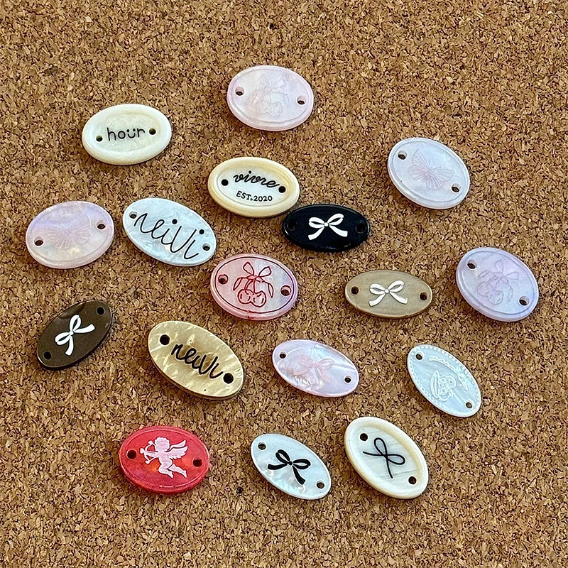 Elliptical Tag Button Collection - Decorative Buttons for DIY Sewing, Handmade Jewelry & Clothing Accessories