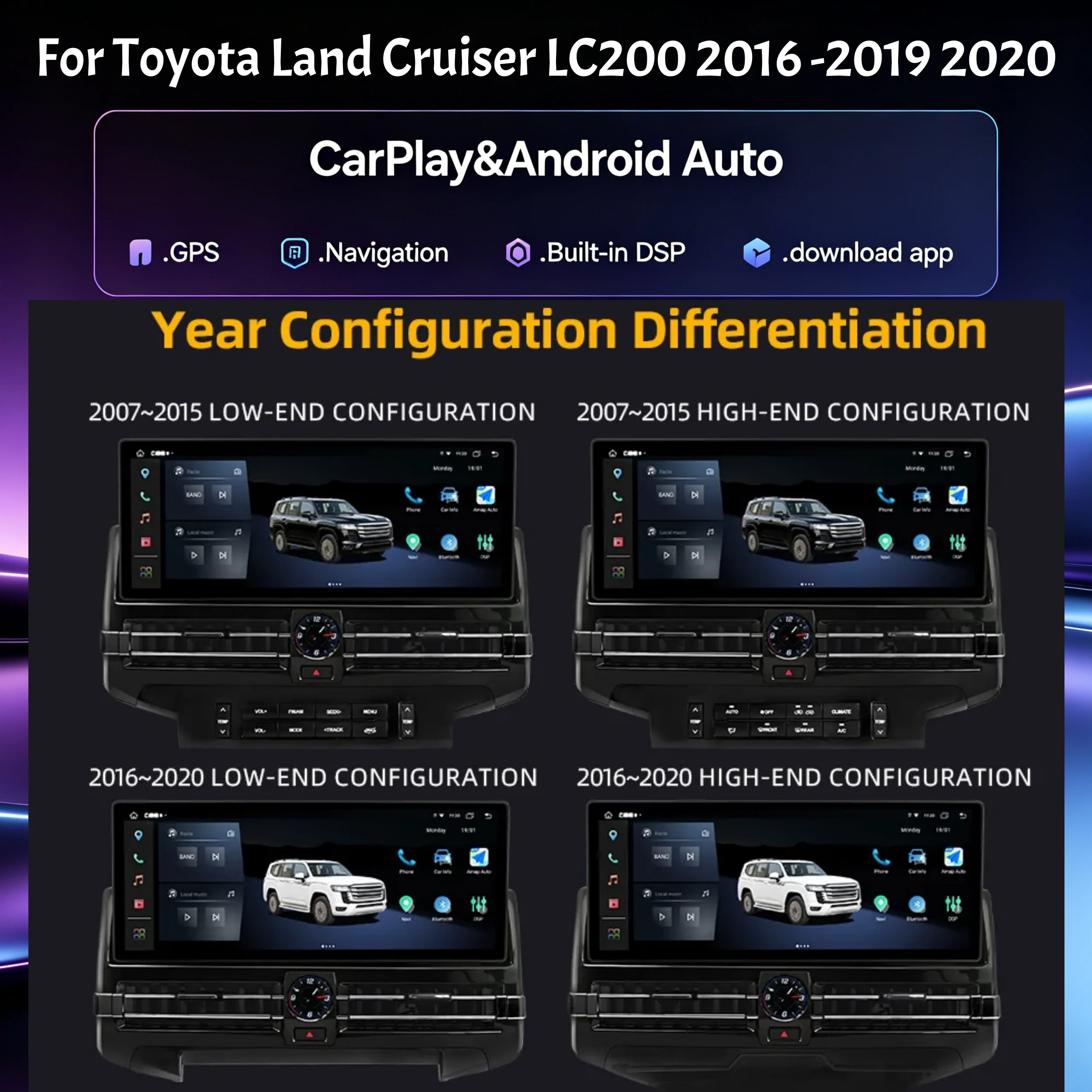 

15.6" Android 13 Car Video Player Radio For TOYOTA Land Cruiser LC200 2016 -2019 2020 Carplay Touch Screen Navigator Multimedia