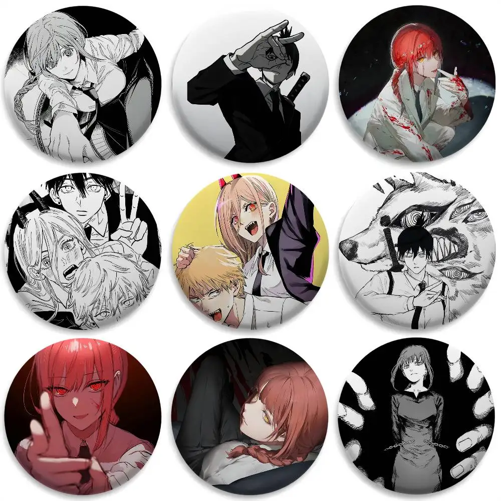 

Anime C-Chainsaw M-Man Badges Round Exquisite Badge Brooches Creative Pins For Clothes Hat Backpack Gift Accessories