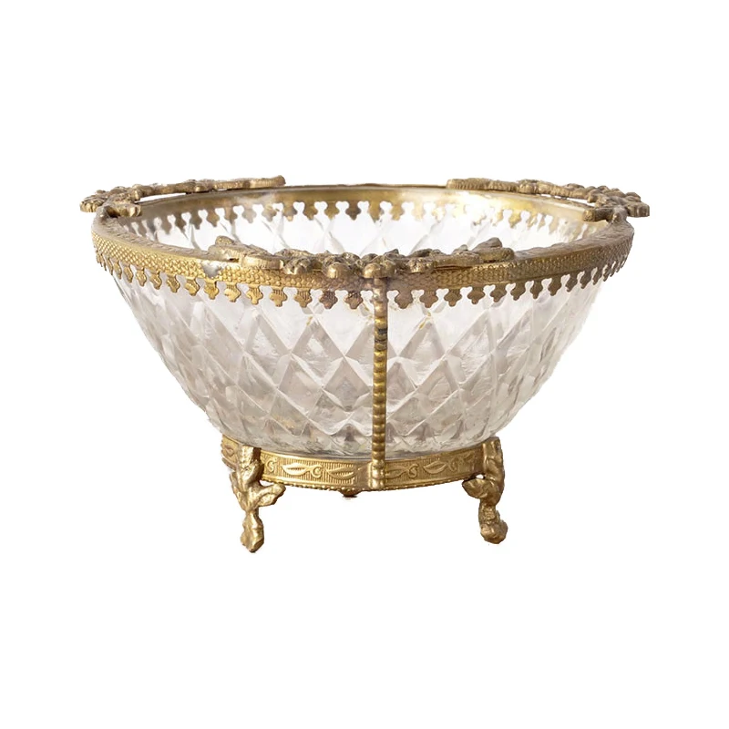 

Brass glass fruit plate Nordic American living room creative melon seeds dried fruit tea several snacks plate ornament