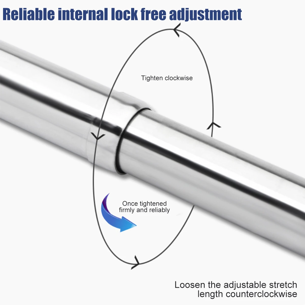 Wardrobe Rail Extendable Clothing Rail 56-100cm Stainless Steel Clothes Rod with End Sockets Screws Adjustable Closet Rail Pole