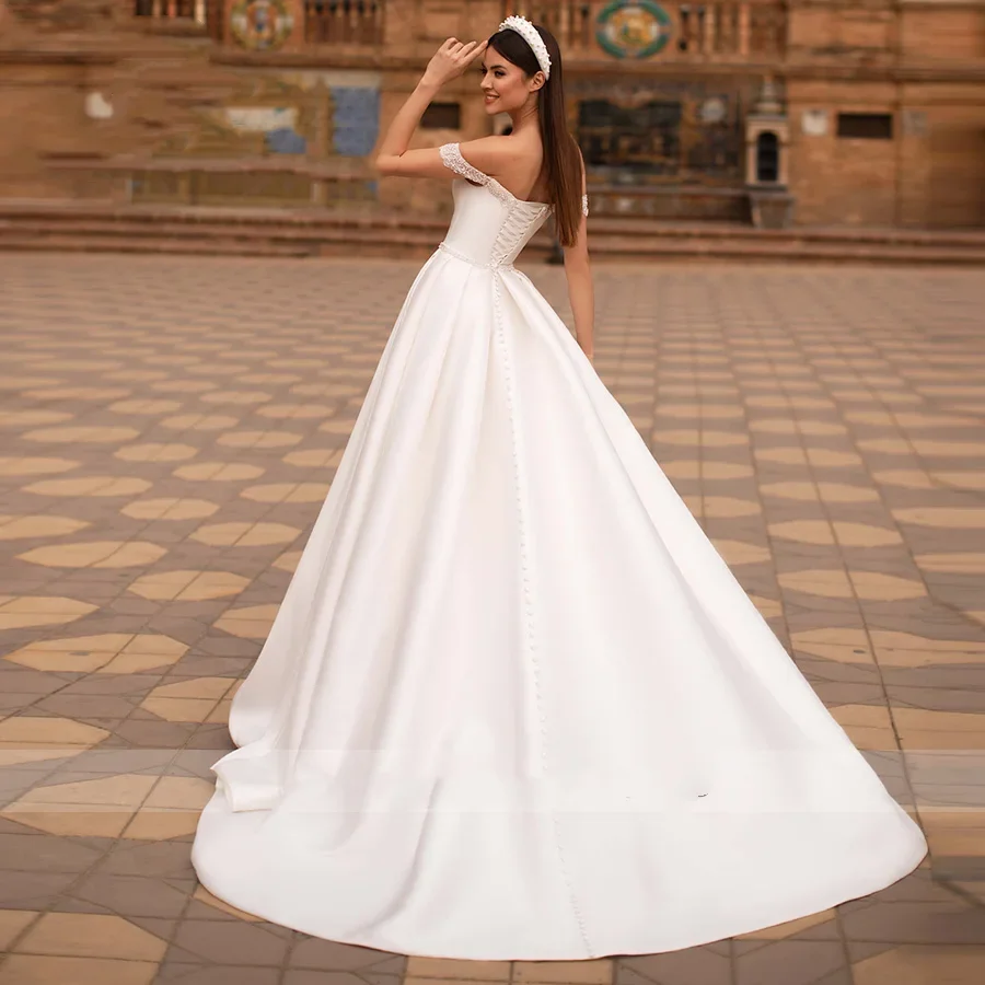 Flavinke مخصص sixy a-Ling فساتين الزفاف الحبيب قبالة الكتف الدانتيل يصل ذيل شابيل زي العرائس Vestido De Noiva