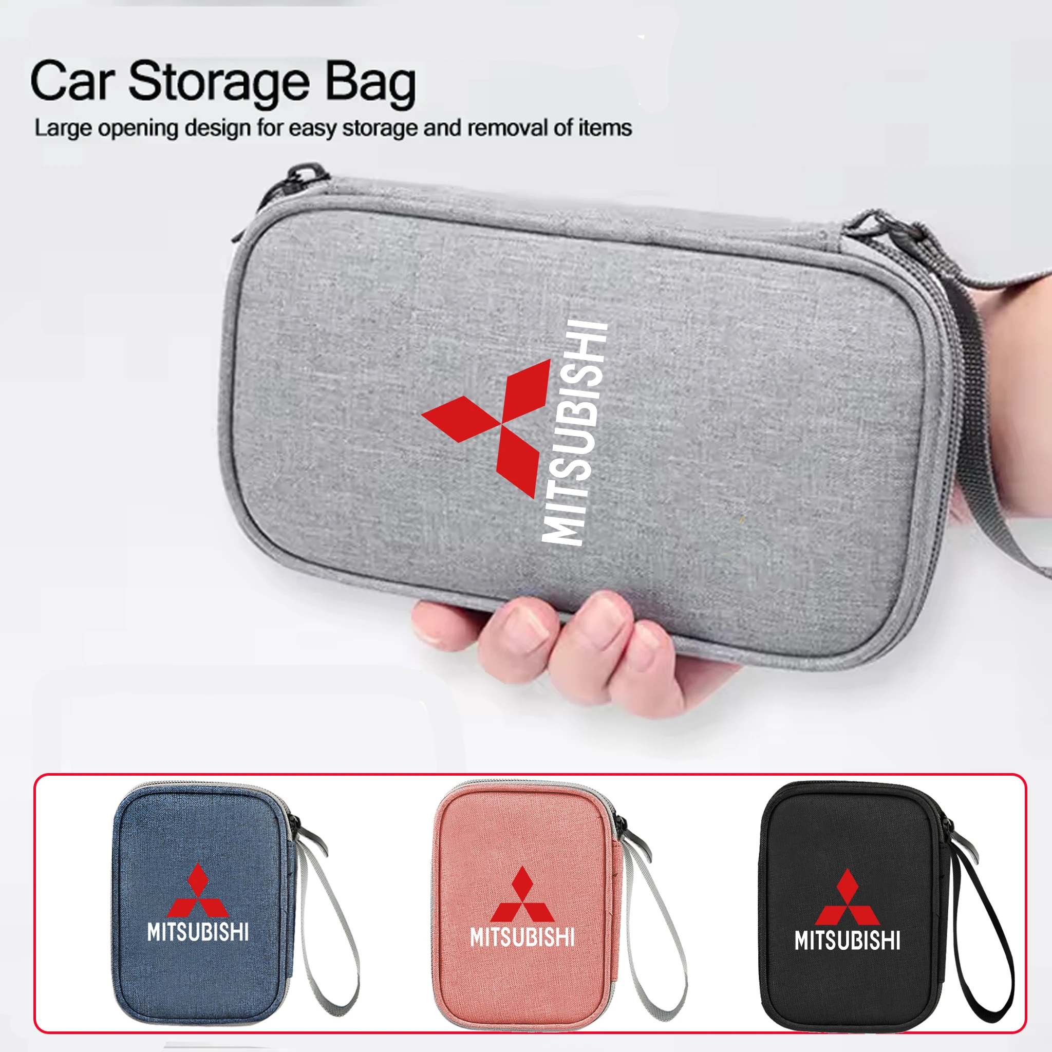 

Car Travel Portable Storage Bag Data Cable Key Headset Storage Bag For Mitsubishi Lancer EX Asx Outlander Pajero L200 Ralliart