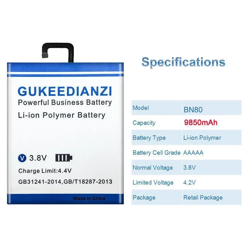 9850mAh BN80 Tablet Battery For Xiaomi Pad 4 Plus Tablet 4 Plus High Capacity