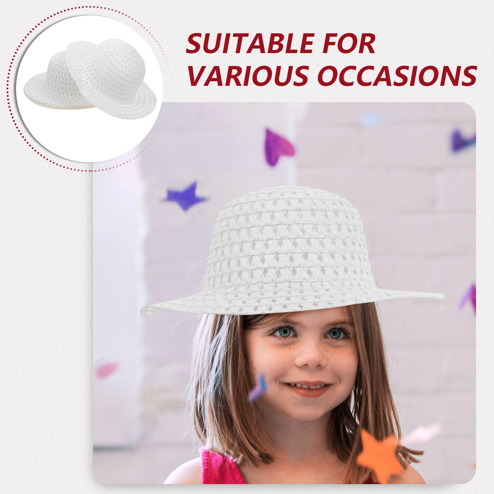 5 Pcs Children's Straw Hat Painting Craft Caps Basket Coasters Kids for Girls Hats Funny Toddler Man