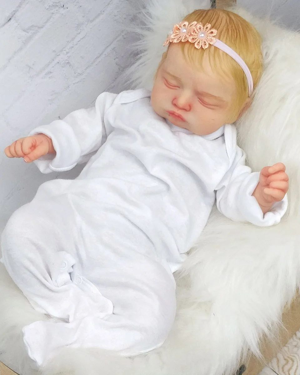 

3D Skin Reborn Bebe Rosalie With Hand-Rooted Blond Hair Parts With Limbs and Cloth Body DIY Reborn Doll Kit Gift for Children